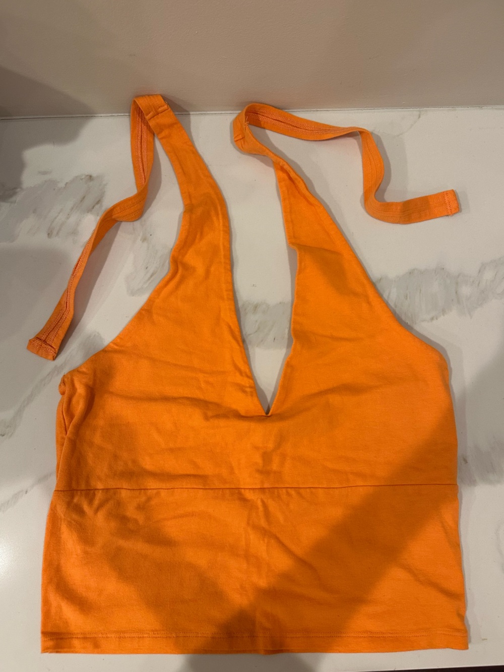 Hollister Bright Orange Halter Crop Top Large